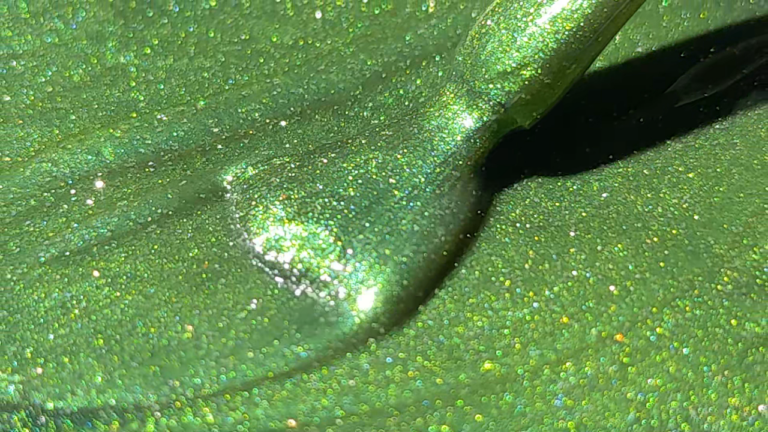 Close-up of green glittery ACOS Diamond Cat Eye Gel