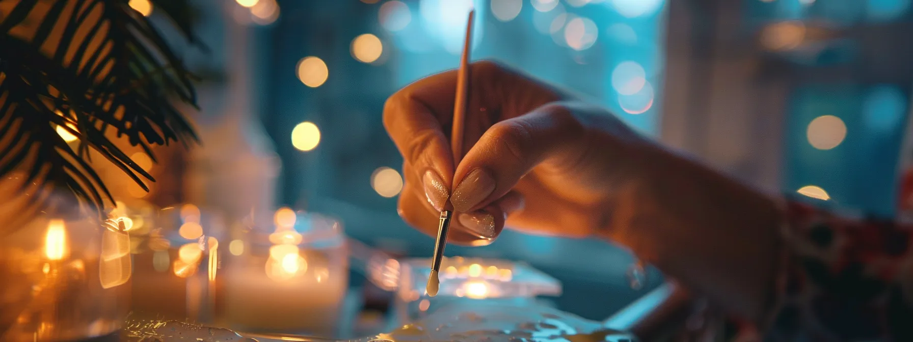 a person painting their nails with water-based nail polish.